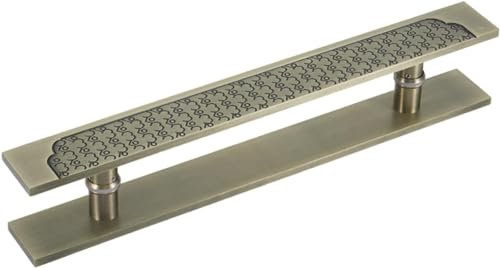 HACSYP Türgriff aus Edelstahl, große Innen- und Außentorgriffe, Glastür-Zugstange, H-förmiger Scheunengriff mit Reliefdesign, Nicht verblassend (Color : Rose Gold, Size : 60cm/23 5/8)