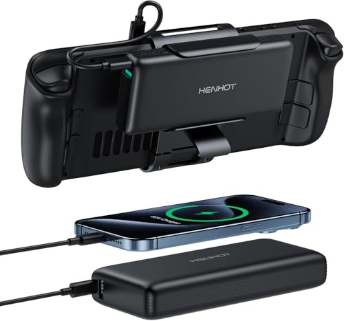 65W Powerbank kompatibel mit Steam Deck/OLED, Laptop Powerbank 20000mAh PD 3.0 tragbare Batterie mit abnehmbarem Rückhalter, externer Akku für MacBook, Dell, Lenovo, Asus