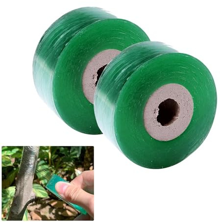 Veredelungsband, 2 Stück Transparent Pfropfband, 2cm Breit Fuß Pfropfen Dehnbare Band, Dehnbares Selbstklebendes und Transparent, Pfropfband für Garten, Baumschule, Baumsetzlinge, Blumen, (Grün)