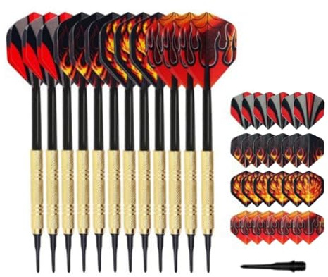 ANMEISH Dart Needle Set,12 Dart Needles,12 Dart Tails,100 Plastic Tips,Safety Darts Plastic Tip,Darts Set 14g Soft Tip,Anti-Fall Dart Needles Leisure Competitions for Electronic Dart Board