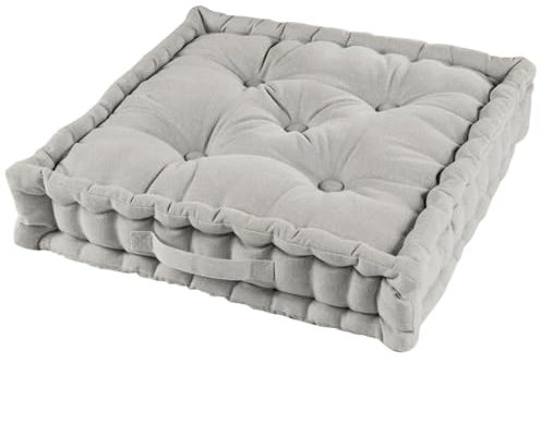 Acomoda Textil – Cojín de Suelo Acolchado con Asa de Transporte. Cojines para Palets, Banco, Silla y Suelo, Asiento Cómodo Decorativo para Interior y Exterior. (Lino, 45x45cm, 1 Unidad)