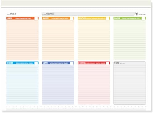 Pubblimania MINI PLANNING SETTIMANALE da tavolo per scrivania Ufficio Organizer Weekly planner Agenda (Cm 29,5x21) (1 Mini Planning)