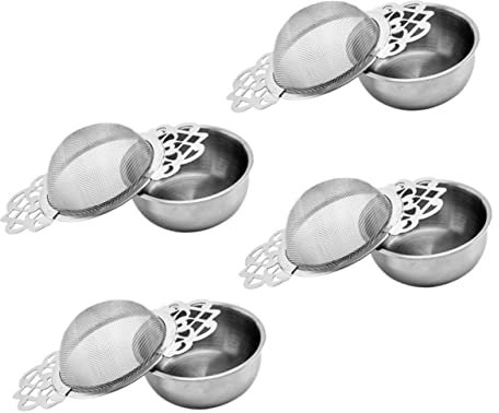 COLLBATH 4stücke Edelstahl Teesieb Filter Mit Doppel Seite Griffe Für Losen Tee Effektives Filtern Und Reinigen Geeignet Für Zuhause Oder Restaurant