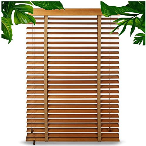 Jalousien aus Echtholz, für Fenster, braune Fensterblenden, Lichtfilterung, Holzjalousien, 40150 cm breit x 90 x 150 cm lang
