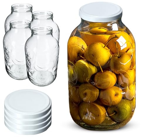 KADAX Tarros de cristal para conservas (5 L, 4 unidades), color blanco