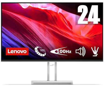 Lenovo L24i-4B - 23.8'' FHD Display (IPS, 100 Hz, 4 ms, VGA+HDMI, HDMI Cable) - Grey