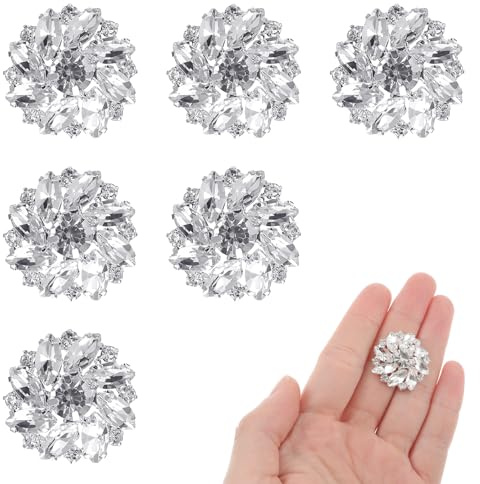 6 Stück Blume Messing Strass ösenknöpfe Kristall Silberne Kristallknöpfe, Knöpfe Zum Annähen Silber Farbe Aufnähknöpfe Für Heimwerkerarbeiten Schmuckherstellung Hochzeitsdekoration Formelles Zubehör