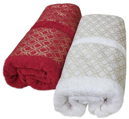 dolcecasabiancheria Set di UN asciugamano viso ed UN ospite spugna cotone Dreams lurex natale (bianco)