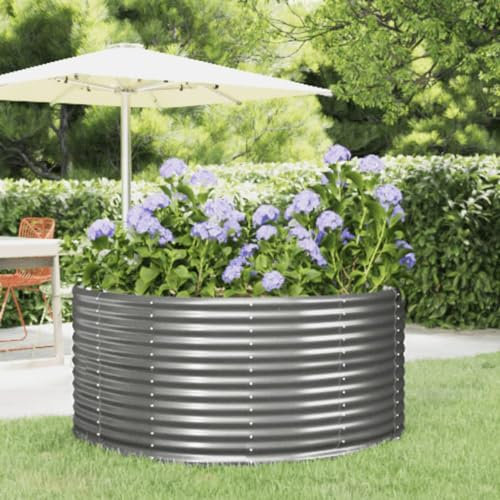 jiangboyue-319089 - Jardinera elevada (140 x 140 x 68 cm, acero con recubrimiento de polvo), color gris