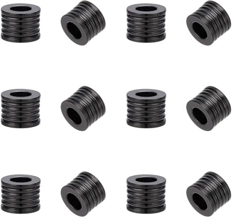UNICRAFTALE 15 st paracordpärlor rostfritt stål kolumn distans metall svart räfflad tub snodd pärlor 8 mm diameter lös för gör-det-själv europeiskt armband halsband smyckestillverkning