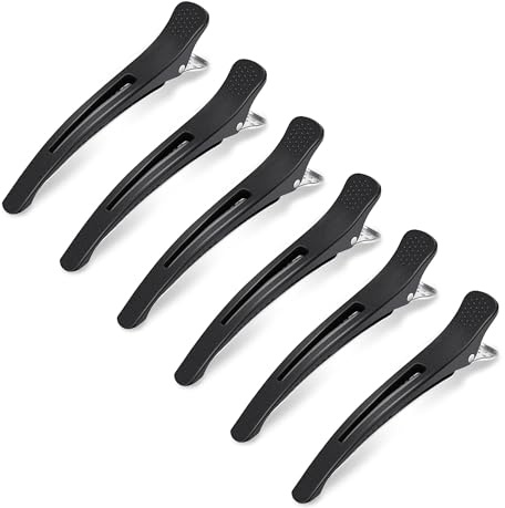6 Stück Abteilklammern Friseur Klammern,Haar Clips Damen,Haarclips Damen Haarklemmen,Haarklammern Friseurbedarf,Lockenwickler klammern,No-Trace Abteilklammern, Salon Haarklammern Schwarz