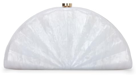 EVEOUT Clutch de Acrílico con Cadena para Mujer Elegante Concha Mármol Bolso de Noche para Boda Fiesta Bonito Carteras de Mano de Novia