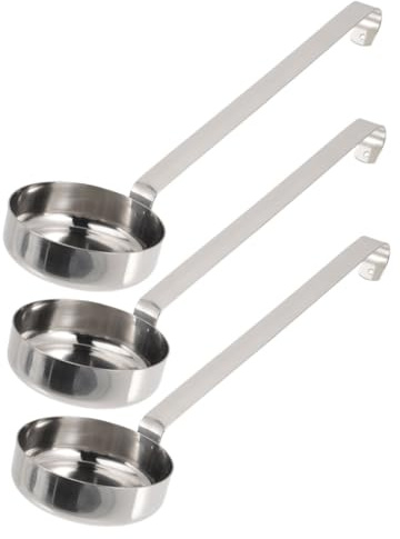 OUNONA Lot de 3 Cuillères à Sauce à Pizza Multifonctionnelles, Louches en Acier Inoxydable, Fond Plat, pour Usage Domestique Cuisine et Service, Ustensiles Robustes et Pratiques
