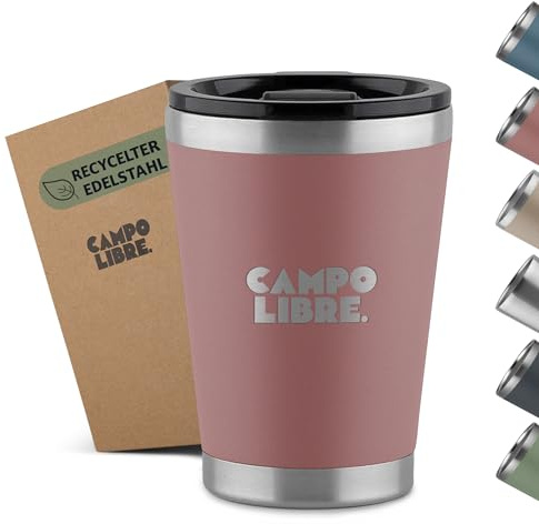 Campo Libre.® Bono I Thermobecher mit verschließbarem Deckel I Campingbecher 350ml I Thermosbecher I Perfekt als Teebecher to-go oder Coffee to-go Becher I Kaffeebecher thermo, Pink