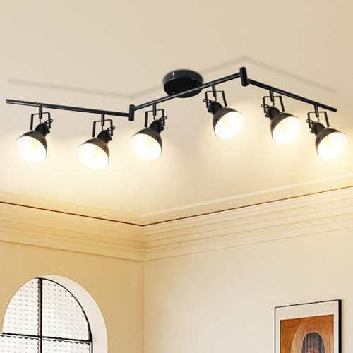 Unikcst LED Deckenstrahler 6 Flammig Vintage E27 Deckenlampe