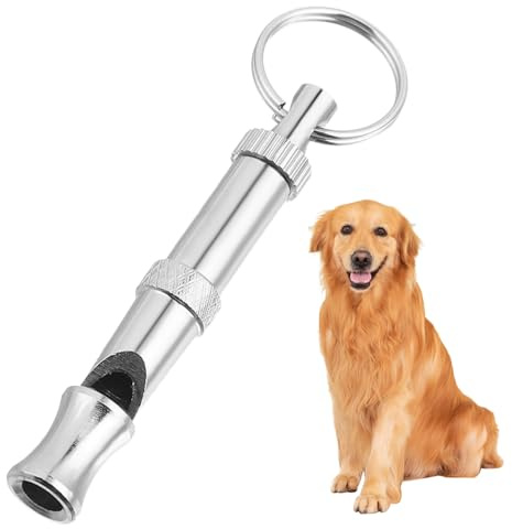 Abaodam Hundepfeife aus Vernickeltem Messing Tragbar mit Einstellbarer Tonhöhe für Hundetraining mit Schlüsselring zum Mitnehmen