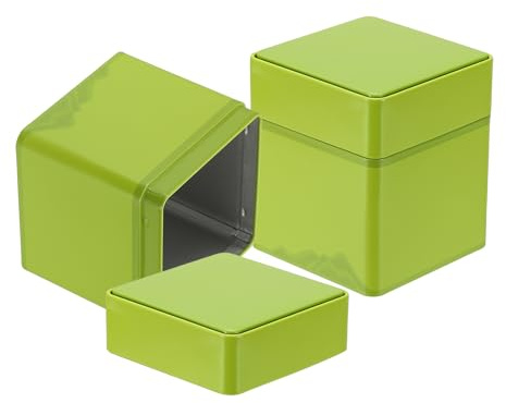 sourcing map 2 barattoli di latta quadrati con coperchio, 8,35 x 8,35 x 9,74 cm, contenitori vuoti in metallo per conservare biscotti, caramelle, caffè, spezie, regali, candele, fai da te, verde