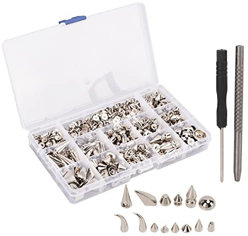 Punk Nieten Set, 270 Stück, 12 Styles, Zinklegierung, Robust und Vielseitig - Für Lederverarbeitung, Nietenpresse Nutzen, DIY Zubehör