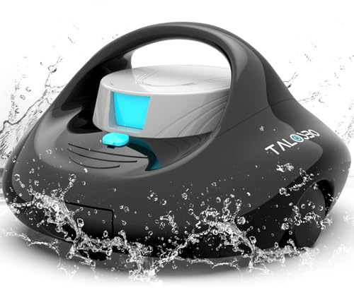 TALOSBO Pleco Se Aspirateur Piscine Hors Sol, 130 Min de Nettoyage Puissant, Charge Rapide en 2,5h, Moteurs à Double Entraînement, Idéal pour Robot Piscine Plat Jusqu'à 85 m²