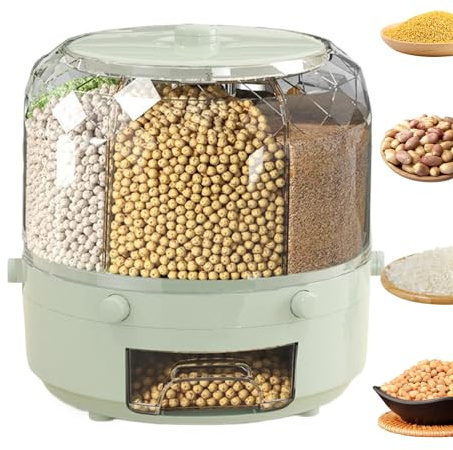 Rotating Grain Storage Container - Large Rice Storages Box, Sealed Food Dispenser, Dry Food Organizer, Pantry Grain Tank, Kitchen Storage Solution | Convenient Hygienic for Keeping Rice Cereals