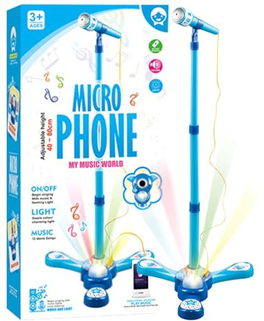 Karaoké Enfant – ABS Pied Réglable 53-89cm | Jouet Chantant Coloré avec Lumière | Ensemble Microphone Éducatif pour Garçons Filles Maternelle Étudiants Famille Spectacle Musique Pro