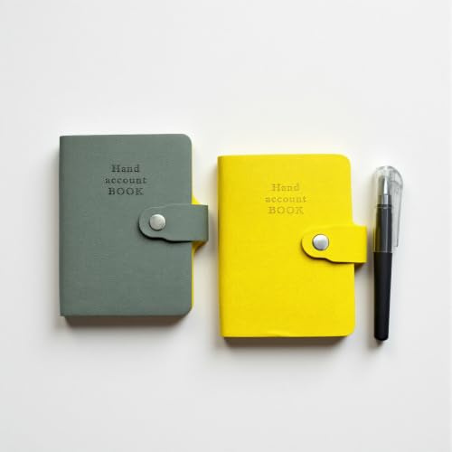 2 Stück A7 Kleines Notizbuch Hardcover, Notizbuch Klein mit 200 Seiten | mit Stift & Druckknopf-Gurt, Notizbuch mit Stifthalter, Pocket Notebook für Männer und Frauen