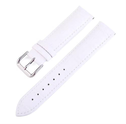 Cong Yi Klockarmband äkta läderremmar 10-24 mm 16/18/20/22/24 Klocktillbehör Högkvalitativa bruna färger klockarmband(White,15mm)