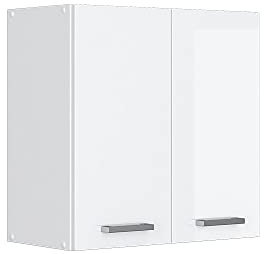 Vicco Hängeschrank R-Line, hängender Küchenschrank, Weiß Hochglanz/Weiß, 60 cm