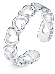 Amberta Anello Piede per Donna in Argento Sterling 925 Regolabile | Gioielli Estivi Donna Onda Cuore Fiore Delfino Corona: Cuore
