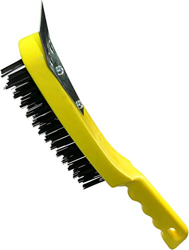 AERZETIX - Cepillo de alambre con raspador 4 filas - Longitud 290mm - Cepillo/Raspador /Metálico de Mano - Mango ergonómico de plástico - Limpieza/Pintura/Óxido - Pelos de Acero - C45946