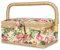 Sewing Basket, Vintage Sewing Basket, Household Fabric Craft Handmade Sewings Baskets Thread Needle Storage Box Organizer (Garden rose)