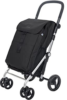 Carlett - Classic Family Lett470 | Klappwagen | Hochleistungs-Supermarktwagen | 4 Räder | für große Einkäufe | Großes Fassungsvermögen: 64 l | Haupttasche 32kg | 12L isothermische Tasche | Schwarz