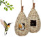 2 Stück Gras Bird Nest, Vogelnest Gras, Handgewebte Vogelhäuser, Verschleißfest Hängender Vogelnest, Handgewebte Vogelhütte Gras Bird Nest, für Wellensittich Meise, Kanarienvogel, Amsel (11.5x22 cm)
