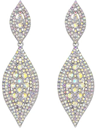 EVER FAITH Blatt Kristall Ohrringe für Damen Party Hochzeit | Charm 2 Blatt Drop Baumeln Ohrstecker