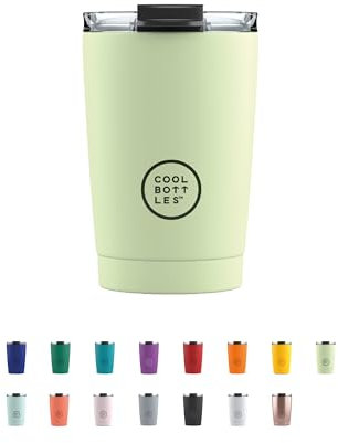 Cool Bottles - Tumbler - Bicchiere Termico in Acciaio Inossidabile - 330 ml - Pastel Green - Tazza da Caffè - Coperchio Ermetico - Bevande Fredde 10 ore e Calde 5 ore - Finitura Antimacchia