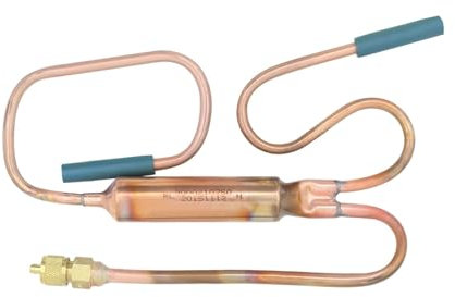 SSIMOO Filtre déshydrateur de réfrigérateur et congélateur, 1 pièce, avec Ensemble de clapet de contrôle, Ligne de Liquide réfrigérant avec Filtre de Valve de Charge Kindly