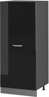 Vicco Vorratsschrank R-Line, Schwarz Hochglanz, 60 cm | Große Tür · 3 Einlegeböden · Höhenverstellbare Füße · 1 Schublade · ✓ Frei kombinierbar