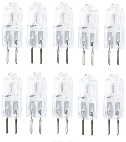 UGEFKMQ G5.3 12V 100W Halogenglühbirne Kapselbirne Glühbirnen G5.3 20W 12V Halogen Kristallklare Halogenlampe 2 Pin Bi-Pin Dimmbar Warmweiß 10PC 35W