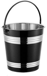 ZENGXJYCQINGJIANG eiskübel Eiskübel aus Edelstahl 304, for Bar, Restaurant, Eiskörner, Pommes Frites, gebratenes Hähnchen, Snacks, Trageeimer, Champagner-Rotwein-Eimer sektkübel(Schwarz,Groß)