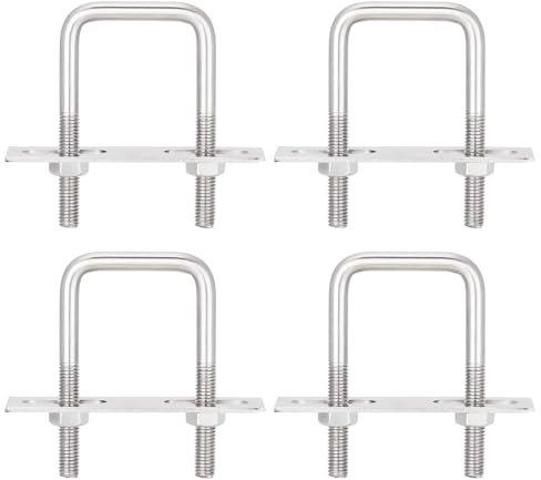 SHYSBV U4 Stück Bügelschrauben M6, U-Schrauben 304 Edelstahl mit Muttern, Unterlegscheiben & Rahmenplatte, Für Rohre, Autos, Schiffe (M6 60x80mm Innenbreite)