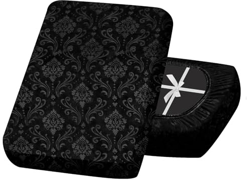 SYLC Sitzkissenbezug Samt Geprägt, rutschfest Polsterbezug Mit 4 Krawatten, Stretch Bezüge Für Wohnwagenpolster Palettenkissen Ecksofa Auflagen (Black,1pc Large 4-seat)