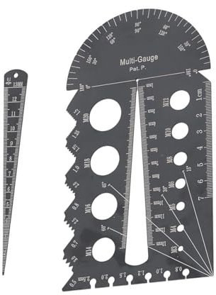 1 medidor de rosca de tornillo con medidas métricas y británicas en práctica medición de rosca de acero inoxidable para manualidades, calibre de rosca doble