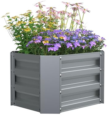 VCM Metall Hochbeet 50x40x30 cm, rechteckiger Pflanzkasten für Balkon, Terrasse & Garten, Pflanzenbeet ohne Boden, Galdo M