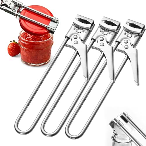 Manual Can Openers, Adjustable Stainless Steel Jar Opener, Can Opener for Arthritis Stainless Steel Kitchen Gadget Bottle Opener, Jar Lid Gripper Bottle Opener Kitchen Accessories (3pcs)