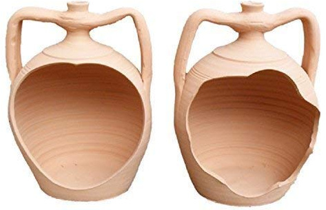 ANFORA IN TERRACOTTA APERTA FATTA A MANO SUL TORNIO PER PIANTE E FIORI; ALTEZZA CM. 48, DIAMETRO CM. 30.