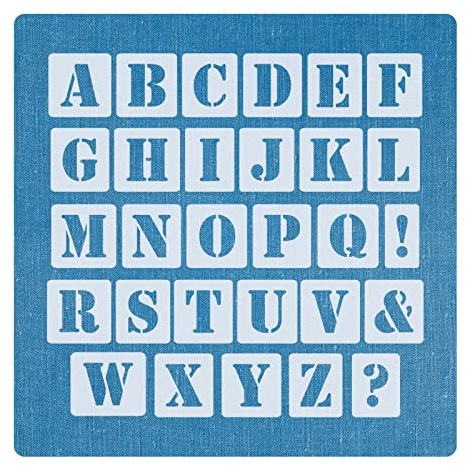 Schablone Buchstaben groß 4cm hoch | 1 Satz Alphabet A-Z - 26 + 4 Sonderzeichen. - Nr.05 | ABC Vorlagen für Basteln, Malen & Dekoration