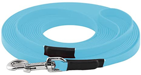 LENNIE BioThane Schleppleine, 15m mit Handschlaufe, Cyan/Türkis, 16mm für große Hunde, genäht