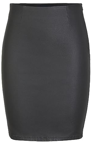 PIECES Damen Pcparo Hw Coated Skirt/Noos Bc, Schwarz, L