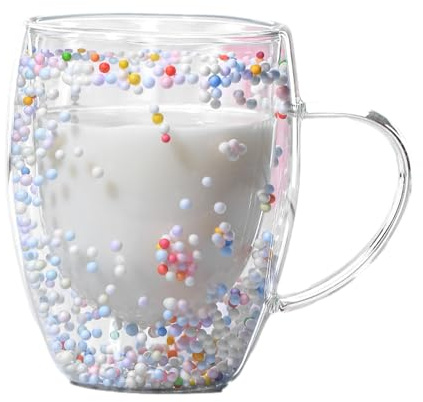 Neamou Thermogläser Doppelwandig Glas Kaffeetassen, Ästhetische Doppelwandige Gläser Mit Henkeln, Doppelwandige Kaffeegläser Kaffeebecher to Go, Teebecher Für Heiße Getränke, Milch, Saft