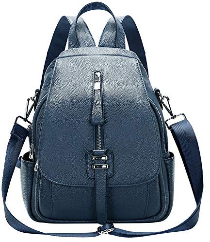 ALTOSY Echtes Leder Rucksack Geldbörse für Frauen Wandelbare Umhängetasche mit Schnalle Klappe Blau